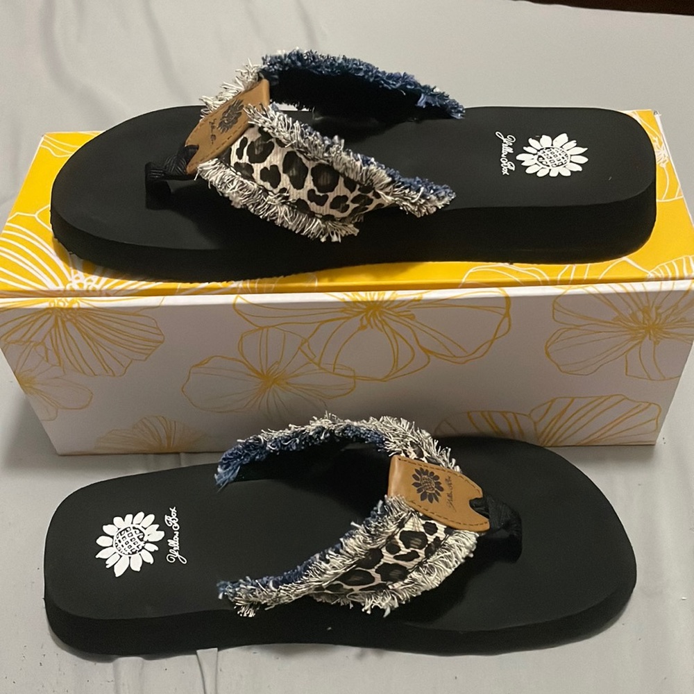New yellow box flip flops
